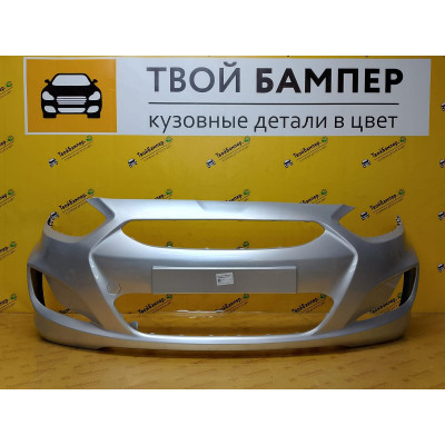 Бампер передний Hyundai Solaris 2011 Серебристый RHM Бампер передний Hyundai Solaris 2011 Серебристый RHM